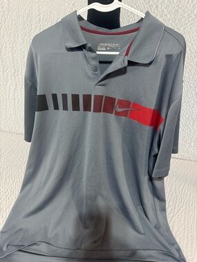 Nike Men’s Gray Polo with Red Chest Accent